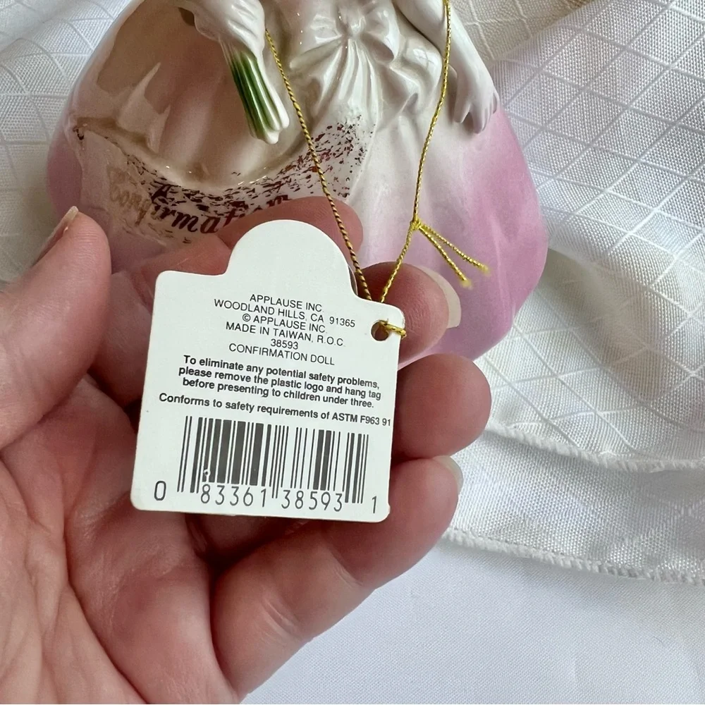 VTG Josef Originals Pink Confirmation Angel Ceramic Figurine by Applause